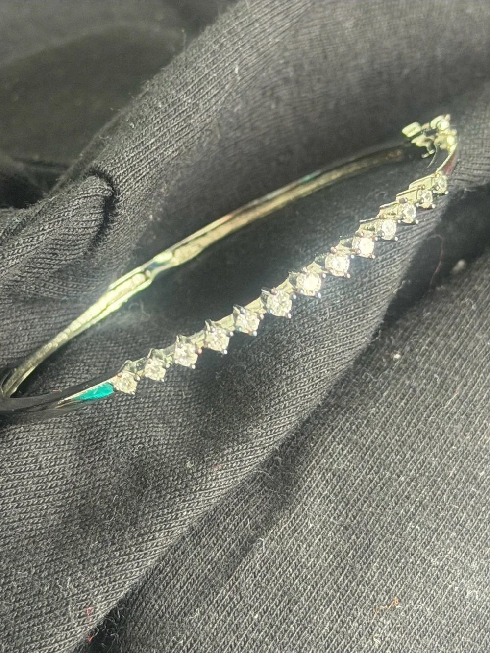 Elegant Crystal-Accented Silver Bangle Bracelet - Women's Accessory
